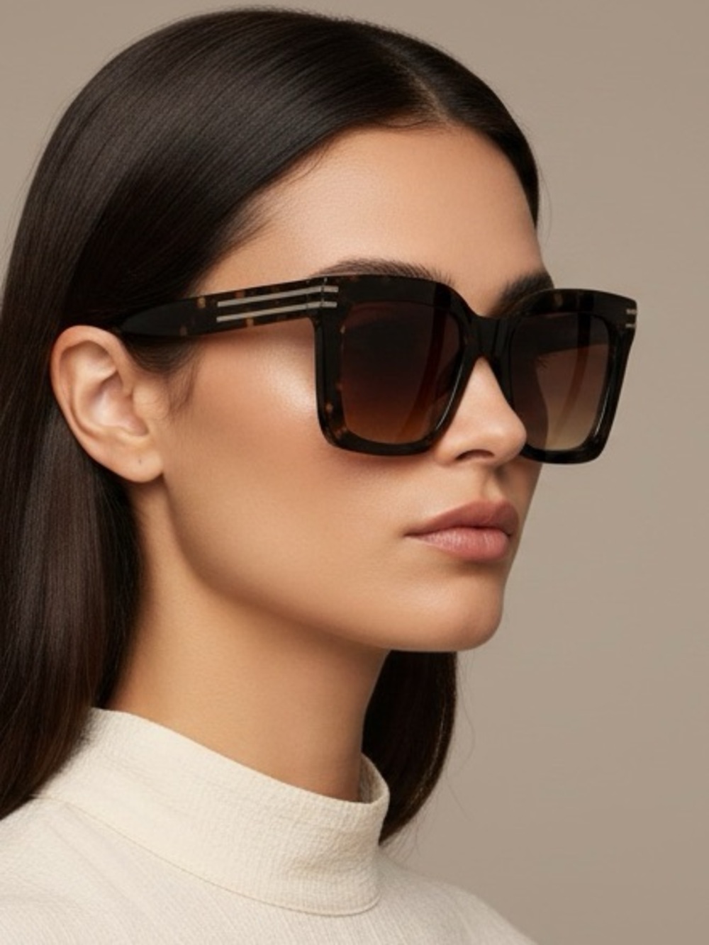 Square Tortoiseshell Sunglasses with Brown Gradient Lenses 9117-2